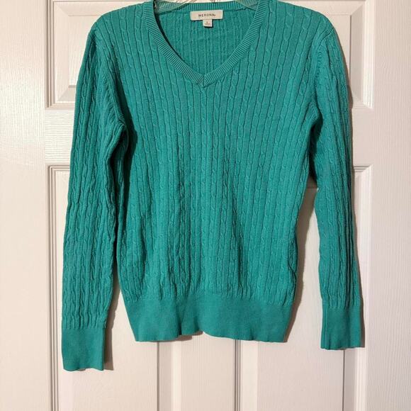 Teal Cable Knit Sweater - Picture 3 of 8